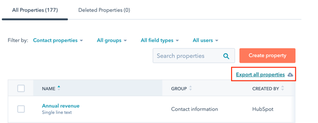 Export all properties in a file.