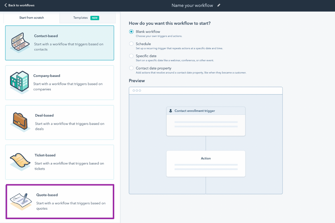 Quote-based workflows