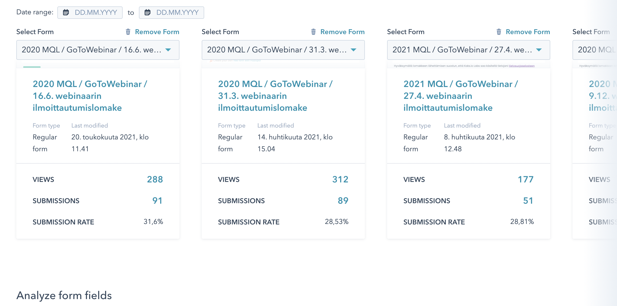 Forms comparison tool 