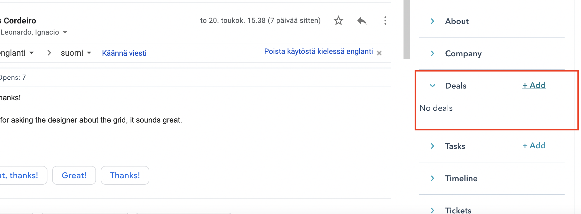 Luo diilejä suoraan Gmail-näkymästä (PUBLIC BETA)