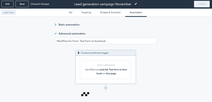 HubSpotin mainoskampanja-workflow