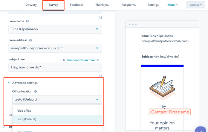 Chance footers for the feedback survey emails