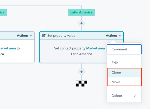 Clone and move workflow actions in HubSpot