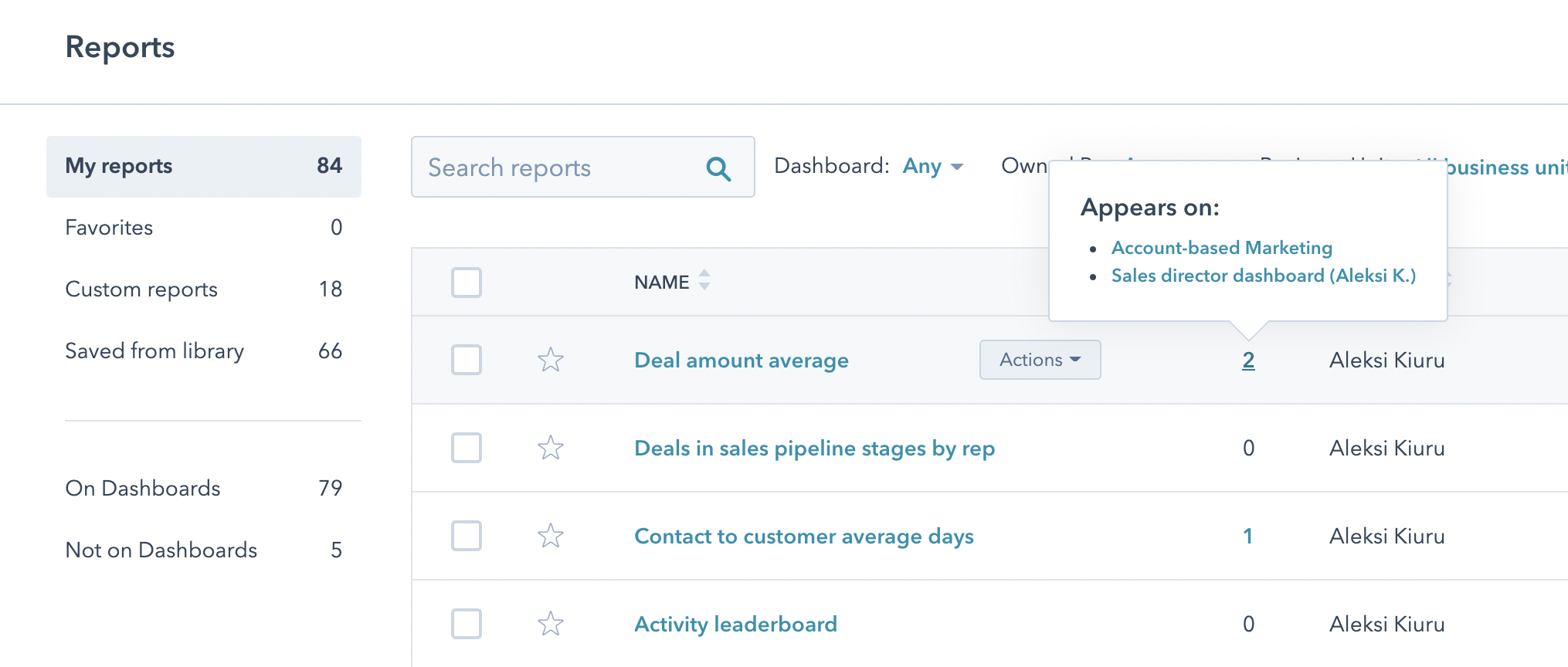 HS updates november 2021-report to multiple dashboards