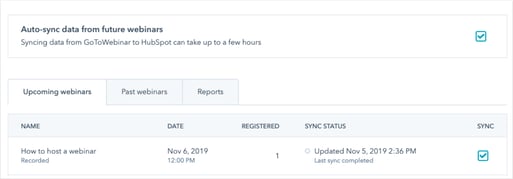 HubSpot GoToWebinar integration