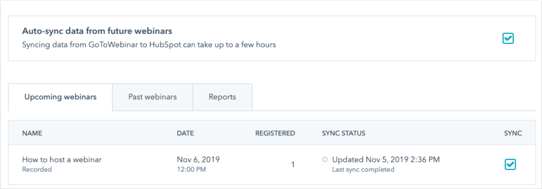 GoToWebinar integration to HubSpot