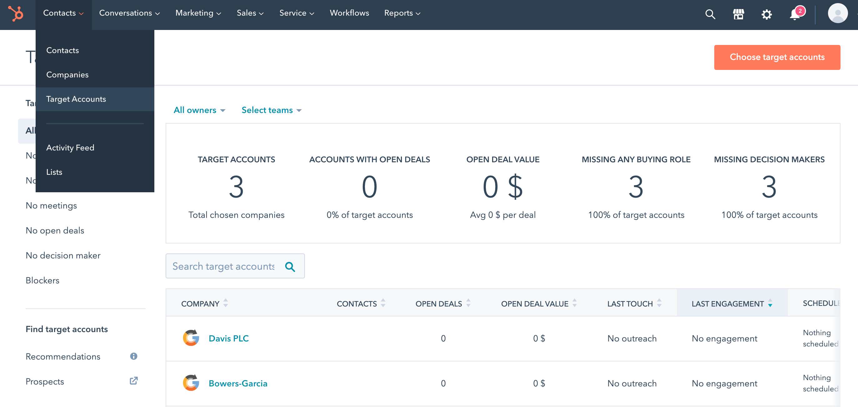 HubSpot ABM tools: account overview