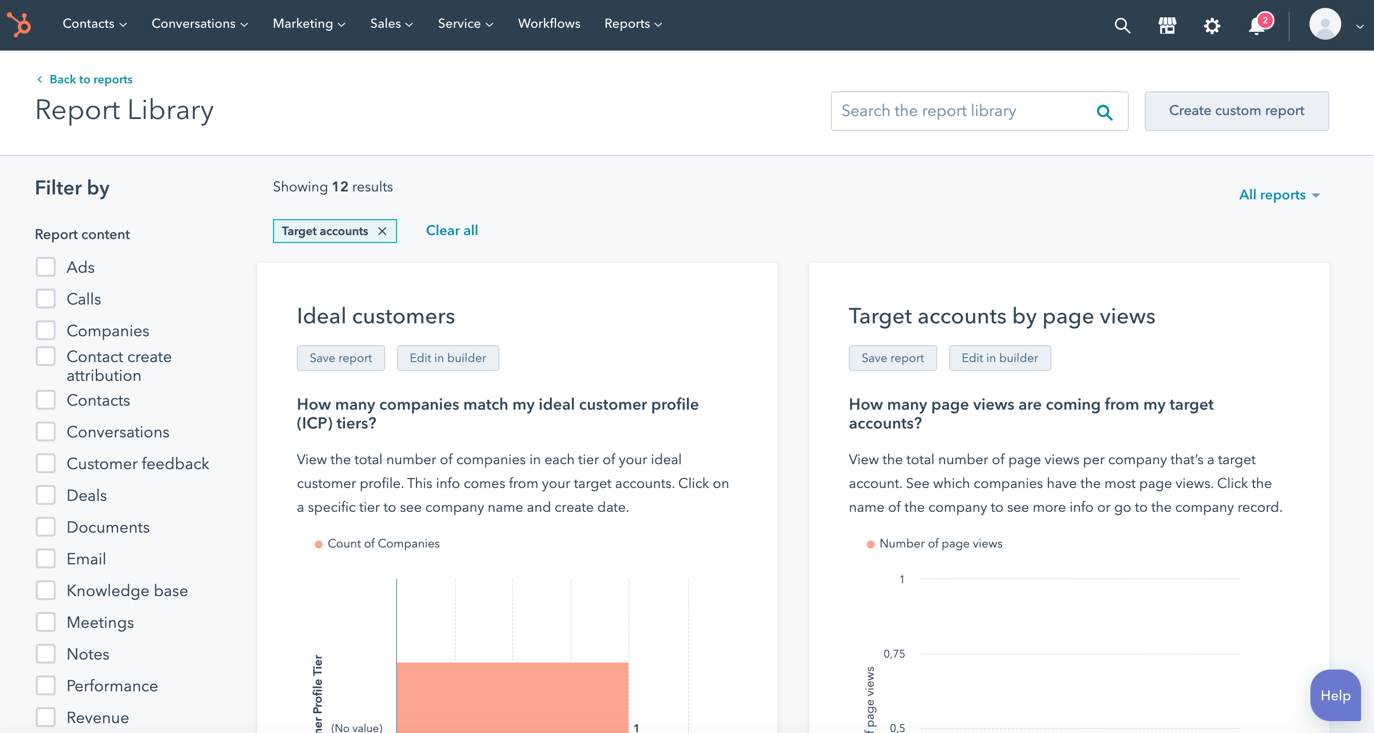 HubSpot ABM tools: reporting & dashboards