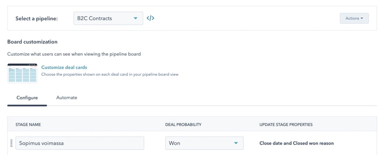 Board Card Configuration per Pipeline